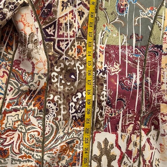 Chico's VINTAGE Boho Art to Wear paisley print faux fur-lined coat jacket - Picture 10 of 11